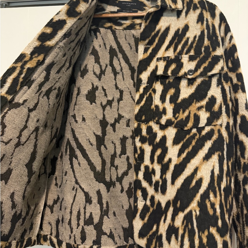 Allsaints Leopard Print Button-Up Jacket - Black … - image 2